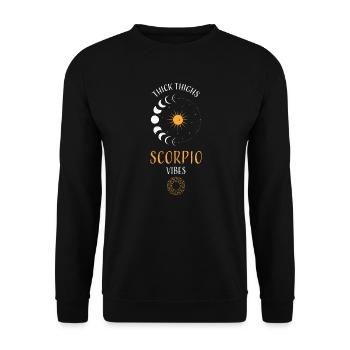 Thick Thighs Scorpio Vibes - Unisex Pullover - Schwarz - Vorne - Alina (178cm) & Michal (187cm)
