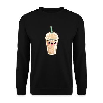 Café Latte Glacé Kawaii - Sweat-shirt Unisexe - noir - Devant - Alina (178cm) & Michal (187cm)