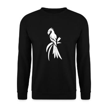 Parrot Portrait Tattoo Elegant Bird Drawing - Unisex Sweatshirt - black - Front - Alina (178cm) & Michal (187cm)