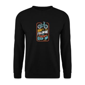 Folgen Sie mir nicht Sie können nicht mithalten - Unisex Pullover - Schwarz - Vorne - Alina (178cm) & Michal (187cm)
