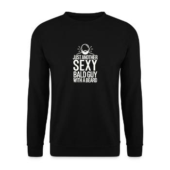 Nur ein weiterer sexy Glatzkopf mit Bart - Unisex Pullover - Schwarz - Vorne - Alina (178cm) & Michal (187cm)