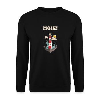 Leuchtturm Anker Moin Nordlicht Nord Meer Kapitän - Unisex Pullover - Schwarz - Vorne - Alina (178cm) & Michal (187cm)