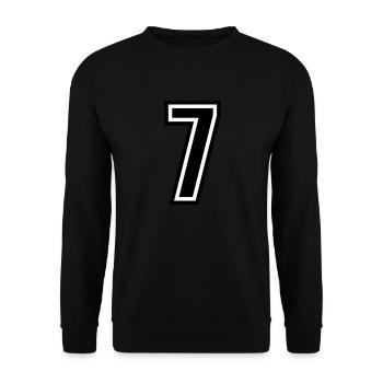 7 - Zahl 7 - Trikotnummer zweifarbig farbe ändern - Unisex Pullover - Schwarz - Vorne - Alina (178cm) & Michal (187cm)