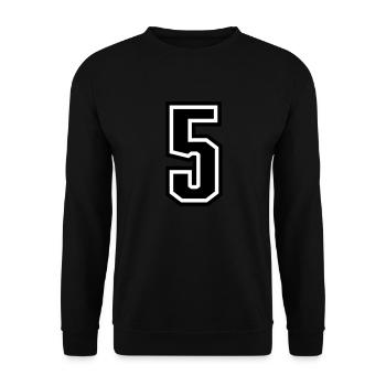 5 - Zahl 5 - Trikotnummer zweifarbig farbe ändern - Unisex Pullover - Schwarz - Vorne - Alina (178cm) & Michal (187cm)