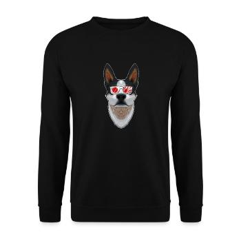 Australian Cattle Dog Japan Sunglasses I Japanese - Unisex Pullover - Schwarz - Vorne - Alina (178cm) & Michal (187cm)