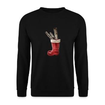 Nikolausstiefel Autoteile Zündkabel Weihnachten - Unisex Pullover - Schwarz - Vorne - Alina (178cm) & Michal (187cm)