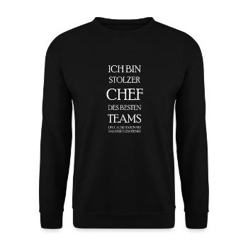 Stolzer Chef Des Besten Teams Shirt Geschenkt Boss - Unisex Pullover - Schwarz - Vorne - Alina (178cm) & Michal (187cm)