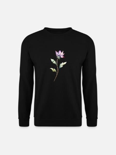 Rosa Blume in Wasserfarben style - Unisex Pullover - Schwarz