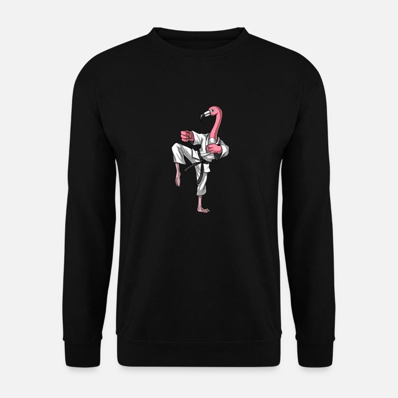 Flamingo Vogel Karate - Unisex Pullover - Schwarz