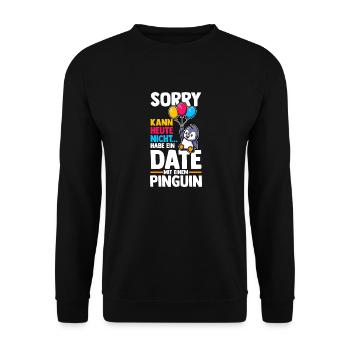 Pinguin - Unisex Pullover - Schwarz - Vorne - Alina (178cm) & Michal (187cm)