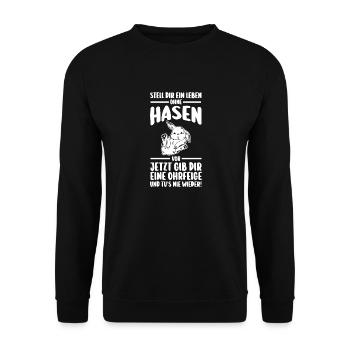 Kaninchen Hase - Unisex Pullover - Schwarz - Vorne - Alina (178cm) & Michal (187cm)