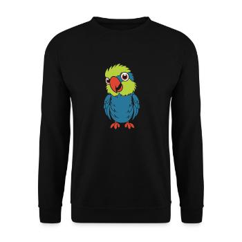 Humor kleiner Papagei - Unisex Pullover - Schwarz - Vorne - Alina (178cm) & Michal (187cm)