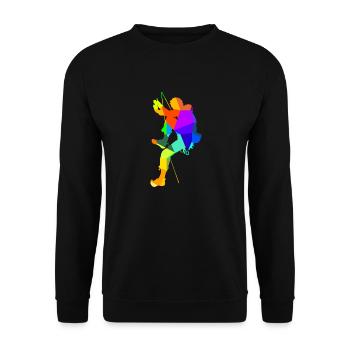Klettern Bouldern Regenbogen Farben Polygon Sport - Unisex Pullover - Schwarz - Vorne - Alina (178cm) & Michal (187cm)