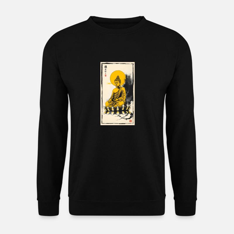 Sitting Golden Buddha - Unisex Pullover - Schwarz