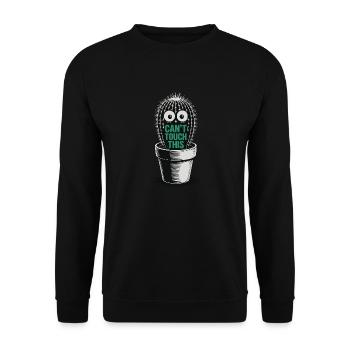 Can't Touch This – Funny Cactus with Saying - Unisex Sweatshirt - black - Front - Alina (178cm) & Michal (187cm)