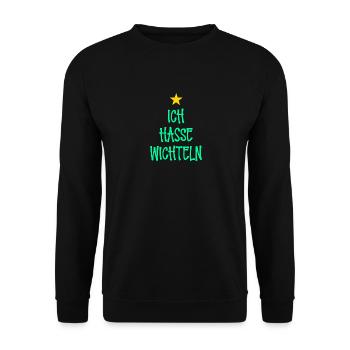 Ich Hasse Wichteln I Witziges Wichtelgeschenk - Unisex Pullover - Schwarz - Vorne - Alina (178cm) & Michal (187cm)