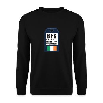 Belfast Boarding Pass - Airport Ticket BFS - Unisex Sweatshirt - black - Front - Alina (178cm) & Michal (187cm)