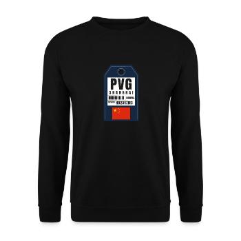 Carte d’embarquement de Shanghai - China Airport Ticket PVG - Sweat-shirt Unisexe - noir - Devant - Alina (178cm) & Michal (187cm)