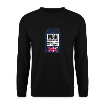 Manchester Boarding Pass - Airport Ticket MAN - Unisex Sweatshirt - black - Front - Alina (178cm) & Michal (187cm)