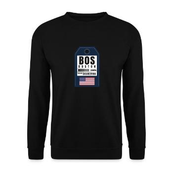 Carte d’embarquement Boston - Billet d’aéroport America BOS - Sweat-shirt Unisexe - noir - Devant - Alina (178cm) & Michal (187cm)