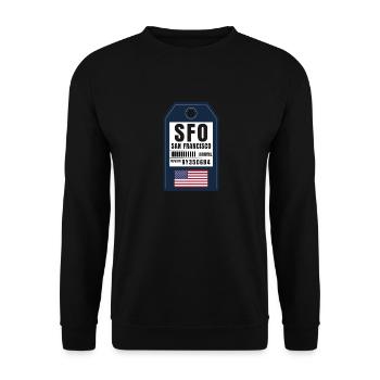 Carte d’embarquement san francisco - Airport Ticket SFO - Sweat-shirt Unisexe - noir - Devant - Alina (178cm) & Michal (187cm)