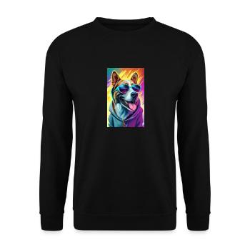 Hund mit cooler Sonnenbrille - Unisex Pullover - Schwarz - Vorne - Alina (178cm) & Michal (187cm)