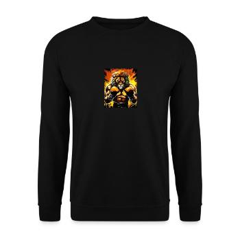 Löwe Boxer Boxen - Unisex Pullover - Schwarz - Vorne - Alina (178cm) & Michal (187cm)