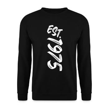 Est. 1975 - Established 1975 - Geburtstag Geschenk - Unisex Pullover - Schwarz - Vorne - Alina (178cm) & Michal (187cm)