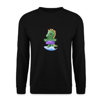 Kleiner Dinosaurier - Unisex Pullover - Schwarz - Vorne - Alina (178cm) & Michal (187cm)