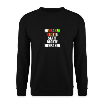 menschenrechte statt rechte menschen - Unisex Pullover - Schwarz - Vorne - Alina (178cm) & Michal (187cm)