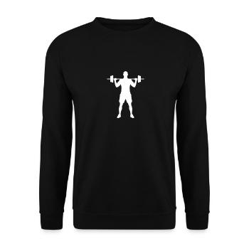 Sporty man with dumbbell white - Unisex Sweatshirt - black - Front - Alina (178cm) & Michal (187cm)