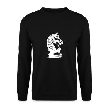 Chessboard with chess pieces king and pawns - Unisex Sweatshirt - black - Front - Alina (178cm) & Michal (187cm)