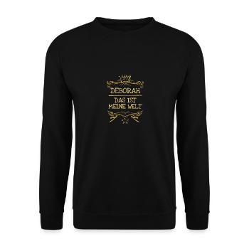 Spruch für Deborah Mädchenname Frau - Unisex Pullover - Schwarz - Vorne - Alina (178cm) & Michal (187cm)