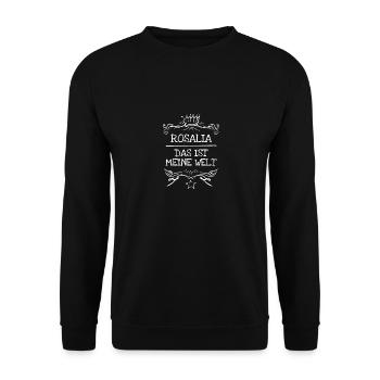Geschenk für Rosalia - Unisex Pullover - Schwarz - Vorne - Alina (178cm) & Michal (187cm)