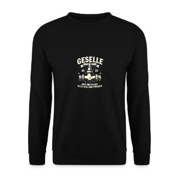 Azubi Ausbildung bestandene Gesellenprüfung 2025 - Unisex Pullover - Schwarz - Vorne - Alina (178cm) & Michal (187cm)