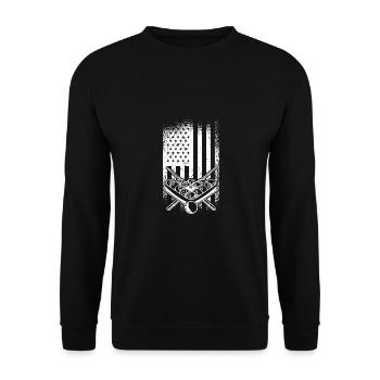 Retro Graphic Pool Billard Snooker Billard Cue 8-B - Unisex Sweatshirt - black - Front - Alina (178cm) & Michal (187cm)