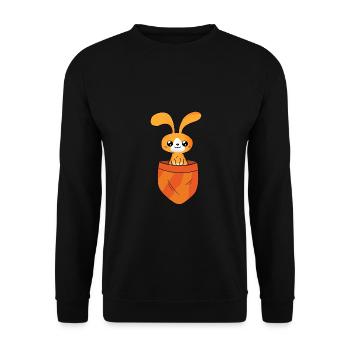 Rabbit in the pocket Happy Easter Animal - Unisex Sweatshirt - black - Front - Alina (178cm) & Michal (187cm)