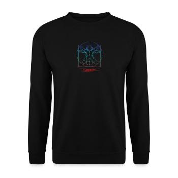 Vitruvianischer Astronaut bunt - Unisex Pullover - Schwarz - Vorne - Alina (178cm) & Michal (187cm)