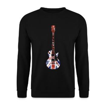 Union Jack Guitar - Unisex Pullover - Schwarz - Vorne - Alina (178cm) & Michal (187cm)