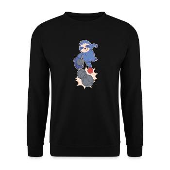 Faultier Boulespieler wirft Boulekugeln Petanque - Unisex Pullover - Schwarz - Vorne - Alina (178cm) & Michal (187cm)