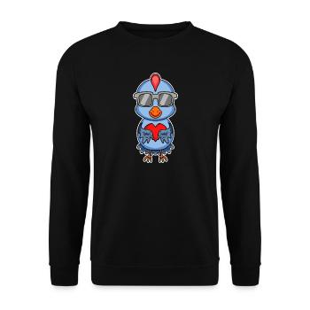 Chicken with sunglasses and heart - chicken love - Unisex Sweatshirt - black - Front - Alina (178cm) & Michal (187cm)