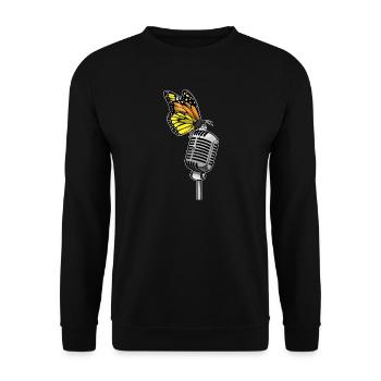 Butterfly Singer Microphone Singing - Unisex Sweatshirt - black - Front - Alina (178cm) & Michal (187cm)