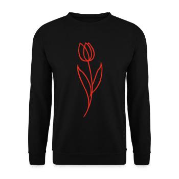 Skizze einer roten Blume - Unisex Pullover - Schwarz - Vorne - Alina (178cm) & Michal (187cm)