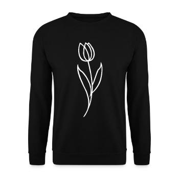 Sketch of a White Flower - Unisex Sweatshirt - black - Front - Alina (178cm) & Michal (187cm)