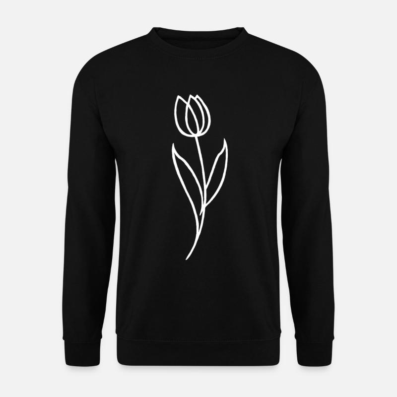 Skizze einer weißen Blume - Unisex Pullover - Schwarz