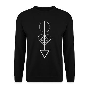 Geometrischer Pfeil - Unisex Pullover - Schwarz - Vorne - Alina (178cm) & Michal (187cm)