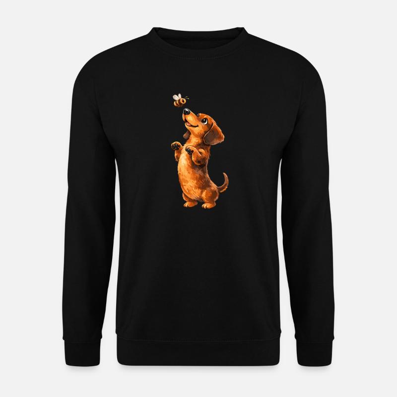 Dackel und Bienenfantasie - Unisex Pullover - Schwarz