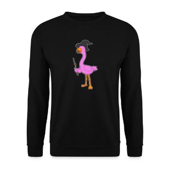 Flamingo Hexe Hexenhut - Unisex Pullover - Schwarz - Vorne - Alina (178cm) & Michal (187cm)
