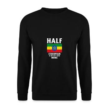 Halb Äthiopier ist besser als keiner Nationalflagg - Unisex Pullover - Schwarz - Vorne - Alina (178cm) & Michal (187cm)