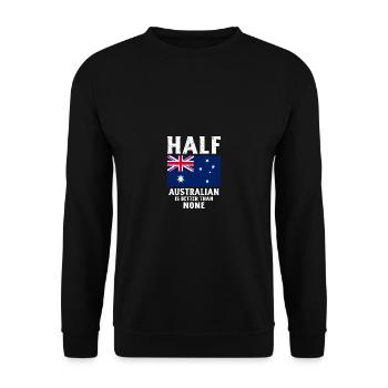 Der halbe Australier ist besser als keine National - Unisex Pullover - Schwarz - Vorne - Alina (178cm) & Michal (187cm)
